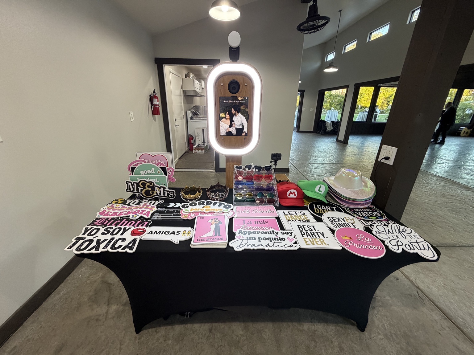 Abel and Myra wedding Premium DSLR Photo Booth with custom welcome screen and curated props