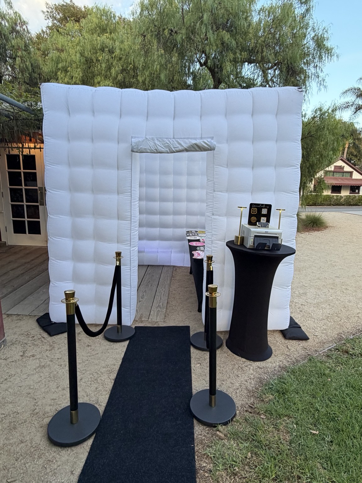 The Alcalas wedding Classic Photo Booth and white inflatable setup in Long Beach