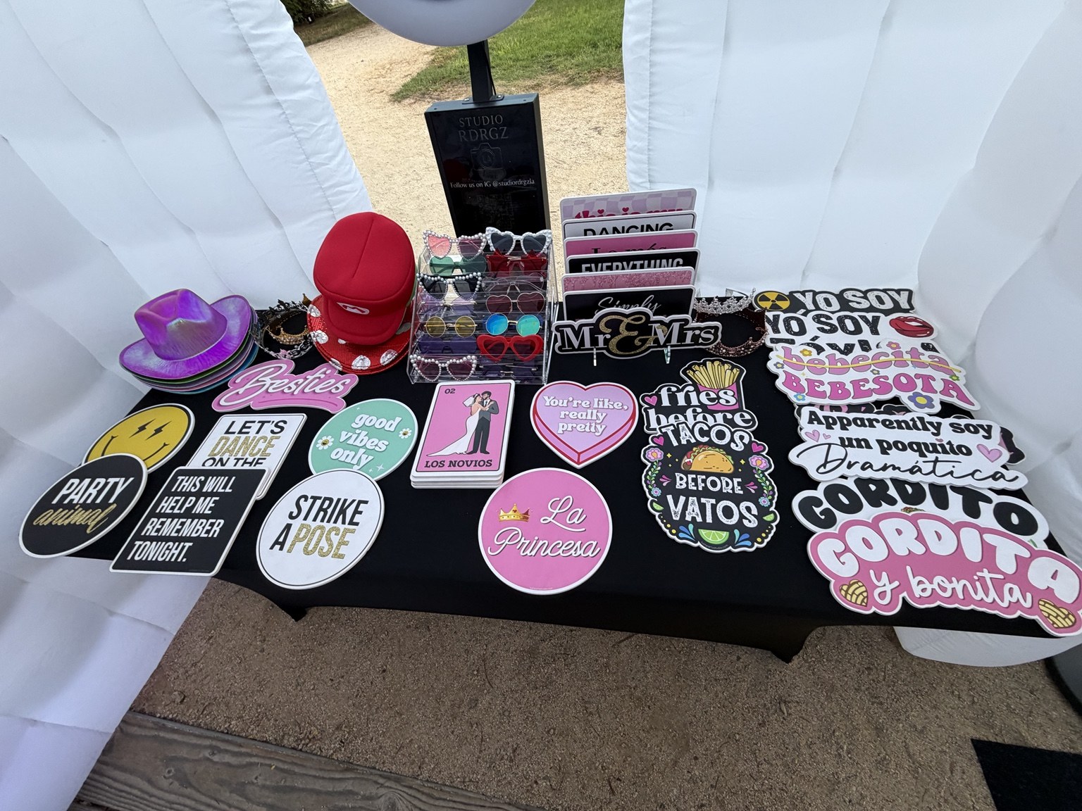 Wedding photo booth props for The Alcalas