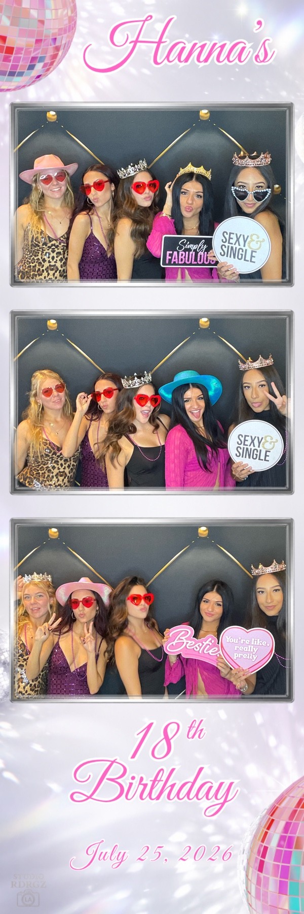 Hanna's 18th Birthday 2x6 photo booth strip design
